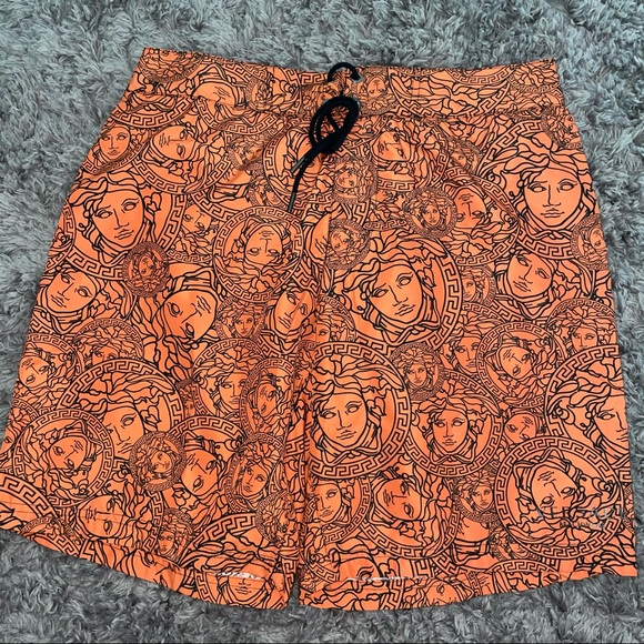Authentic Versace Medusa Allover Logo Swim Trunks